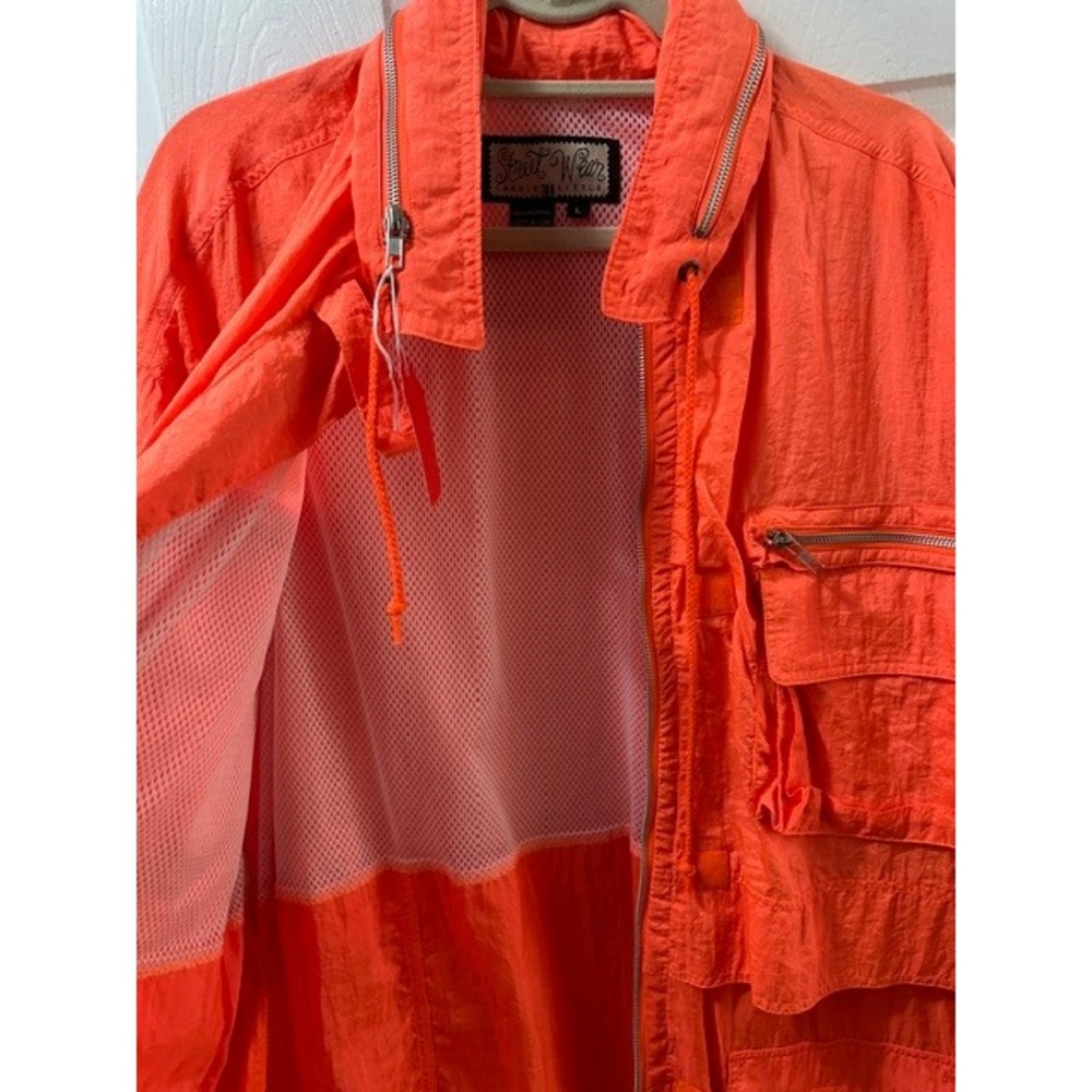 Street Wear Carole Little Neon Orange Nylon Utility Jacket Reflective Large - Picture 6 of 7